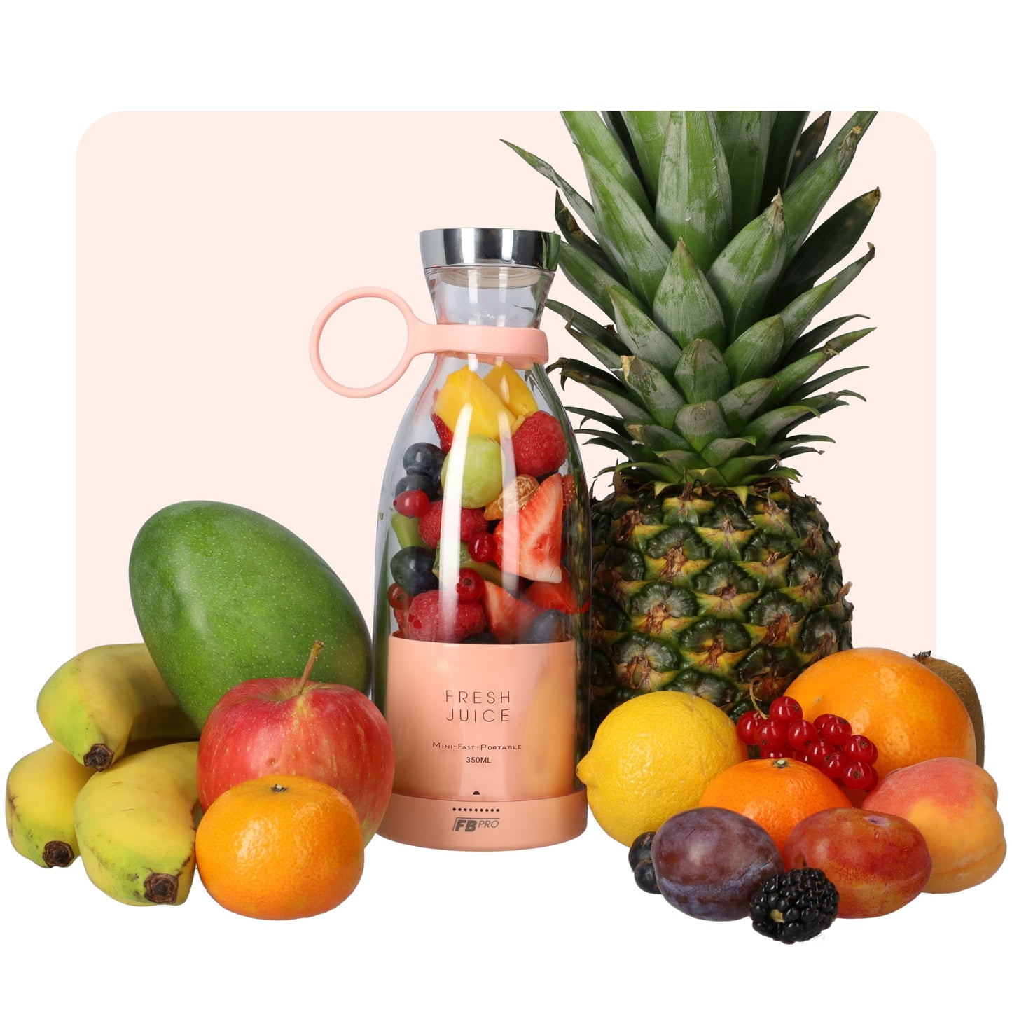 Roze Draadloze Blender To Go - 400 ml - Draagbare mini blender roze