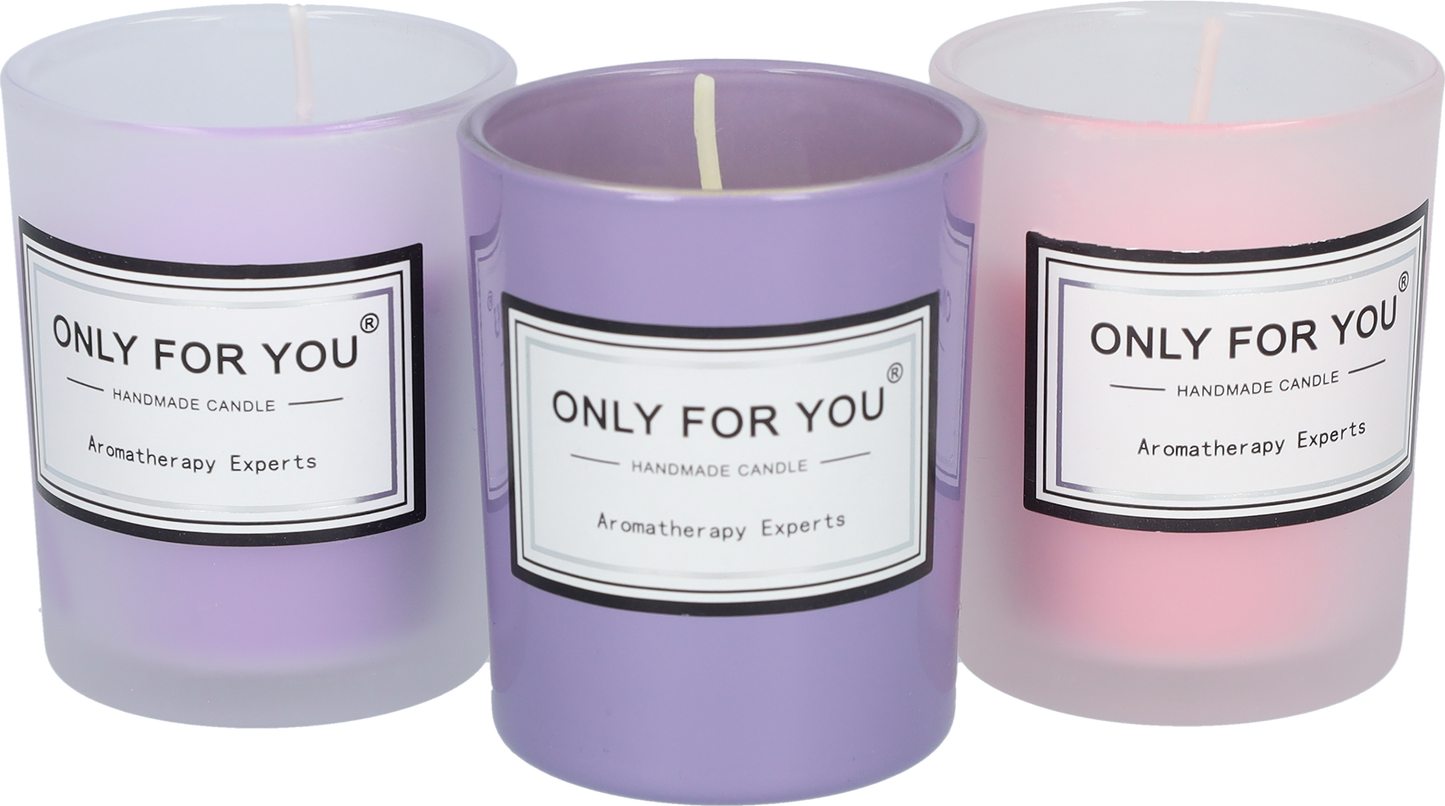 Kaarsen - Geurkaarsen - Sfeerverlichting met een heerlijke geur - In een set van drie - Purple Reverie