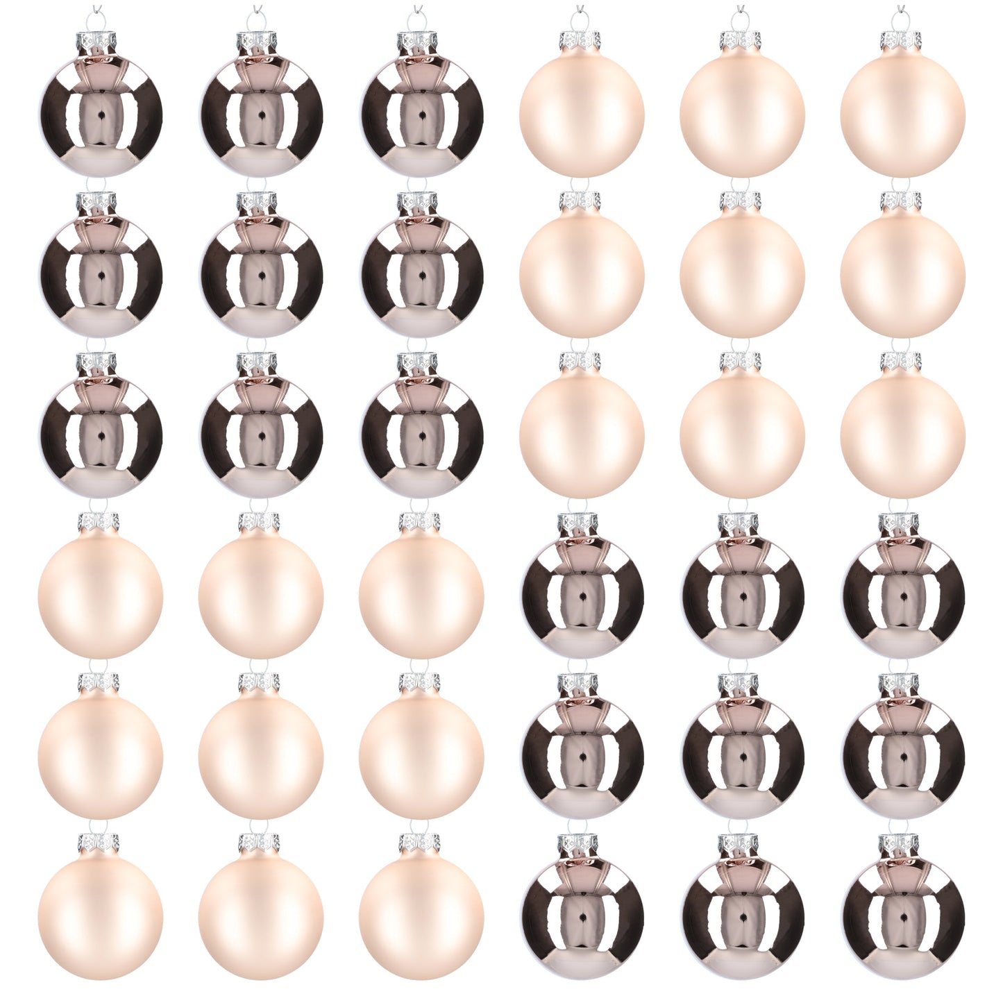 Glazen kerstballen - Set van 36 stuks/60mm - Glas - Smokey Rose - Grijs/Roze