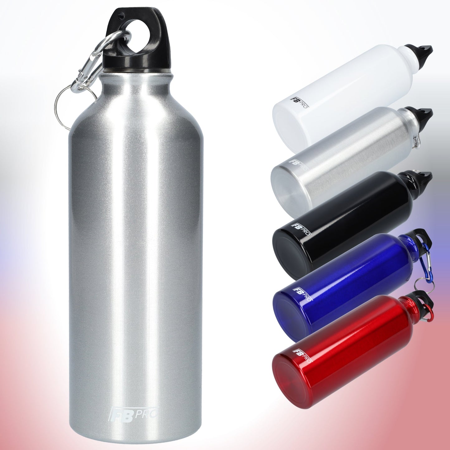 Aluminium drinkfles met o-dop - Waterfles - 500 ml - Met handige karabijnhaak - Modern design - Zilver