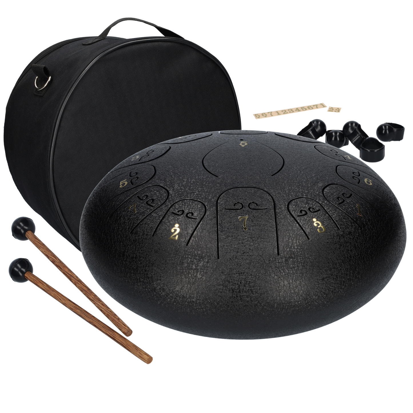 Handpan, Klankschaal, Tongue Drum, Handpan Drum, Regen Drum - 29cm / 11,45 inches - Zwart