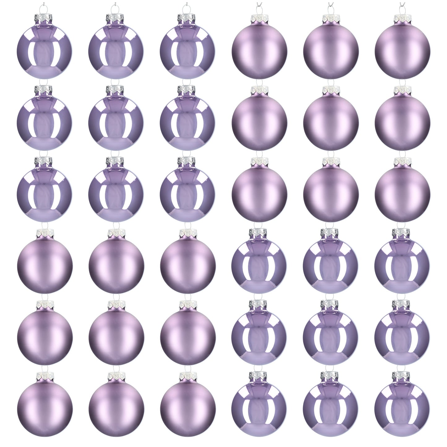 Glazen kerstballen - Set van 36 stuks/60mm - Glas - Frosted Lilac - Donkerpaars