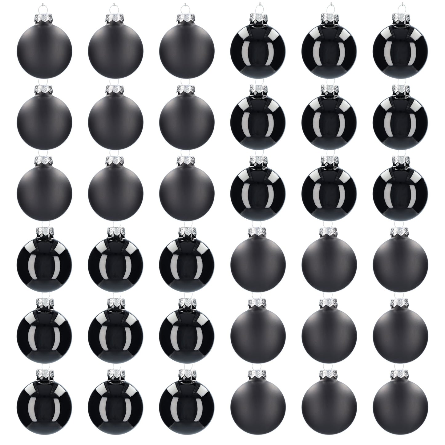 Glazen kerstballen - Set van 36 stuks/60mm - Glas - Black Combi - Zwart