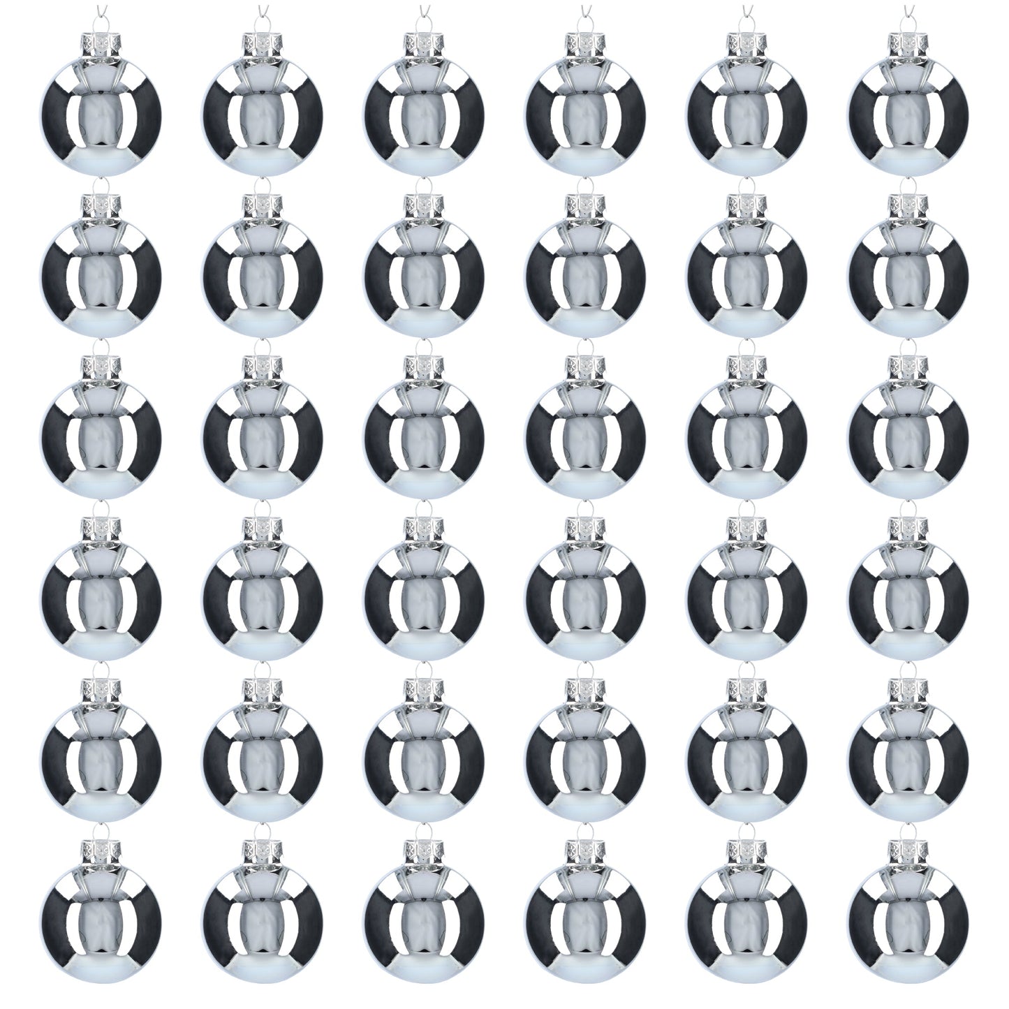Glazen kerstballen - Set van 36 stuks/60mm - Glas - Zilver Glans