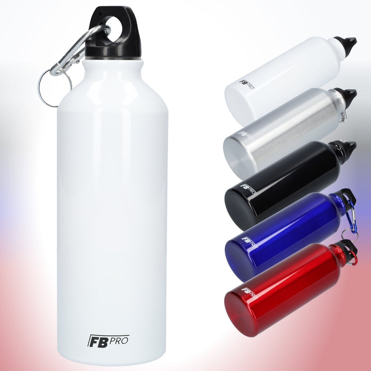 Aluminium drinkfles met o-dop - Waterfles - 500 ml - Met handige karabijnhaak - Modern design - Wit