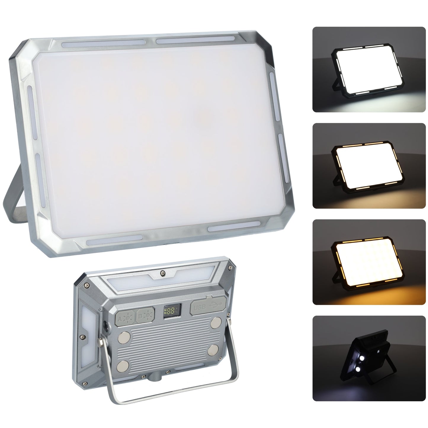 Multifunctionele LED werklamp en camping lamp - USB en USB-C oplaadbaar - 4 licht standen - Waterdicht - Kan gebruikt worden als zaklamp