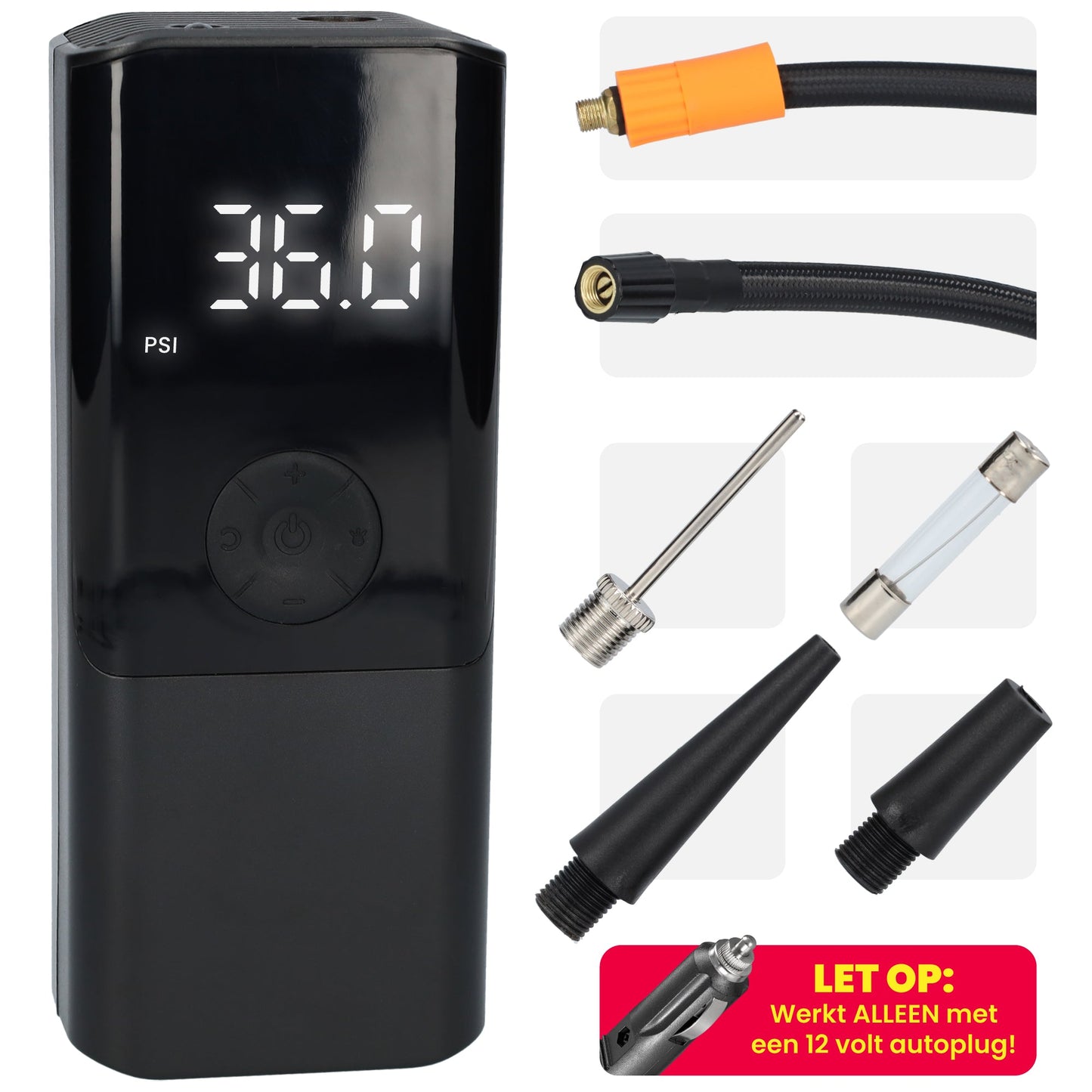 Bandenpomp - Auto accessoires - Elektrische luchtcompressor - 12V - Zwart