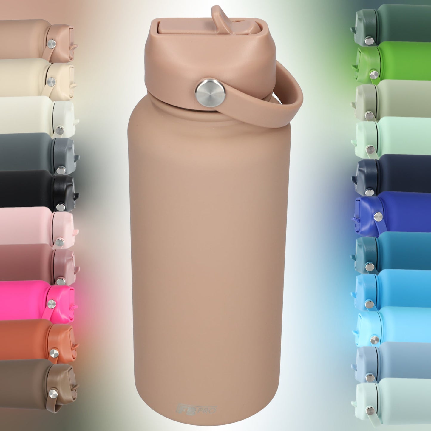 Thermos waterfles 1 liter - Isolerende Waterfles met Draaibare Drinktuit - Houdt Koud Drinken Écht KOUD - Drinkfles voor Volwassenen met Handvat - Tan Brown