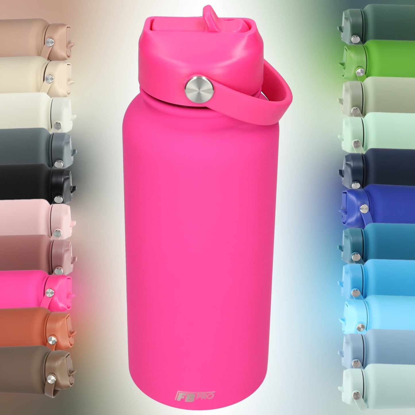 Thermos waterfles 1 liter - Isolerende Waterfles met Draaibare Drinktuit - Houdt Koud Drinken Écht KOUD - Drinkfles voor Volwassenen met Handvat - Hot Pink