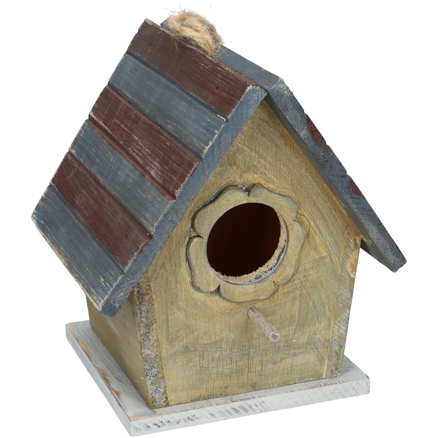 Vogelhuisje van hout - Vogelhuis - Heel leuk huis voor vogels - Decoratie voor in de tuin - Nestkastje voor bijvoorbeeld de koolmees, groenling, pimpelmees of winterkoning - Vogelnest met een leuke bloem ingang!