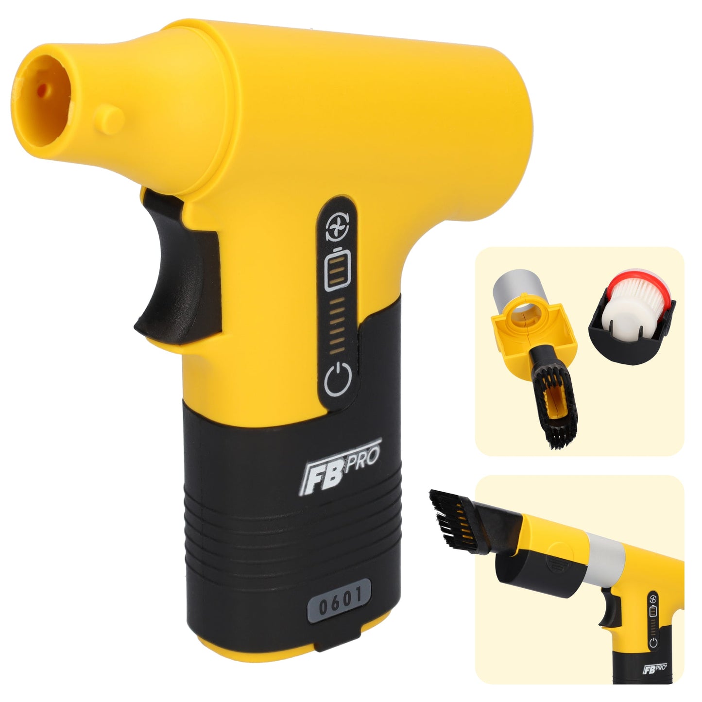 FBT170 - Electrische turbo fan - Ventilator - Jet fan - Blaas pistool - Oplaadbaar - Verschillende snelheden - Geel
