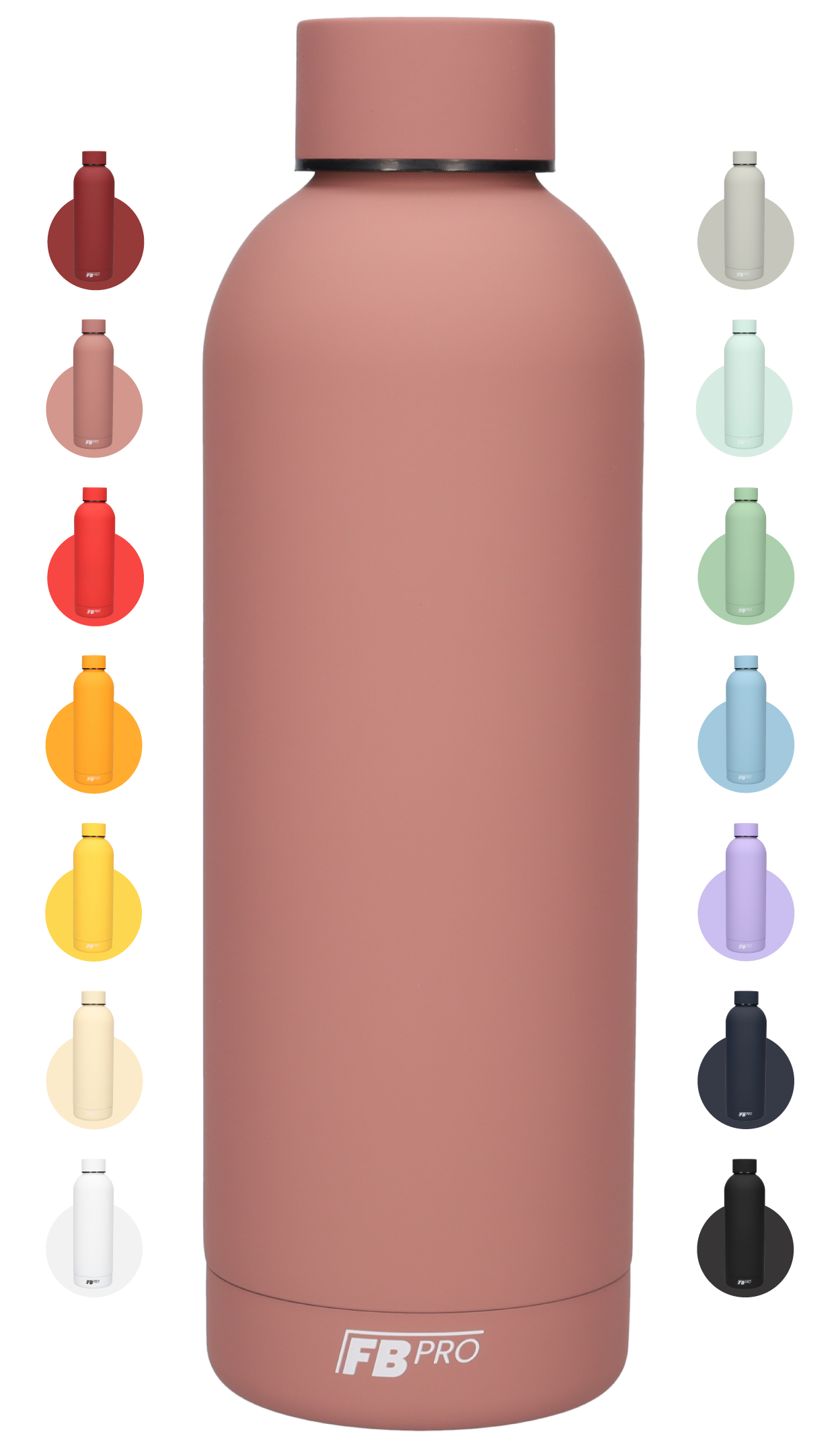 Drinkfles - Dubbelwandige waterfles - Thermosfles - RVS thermos fles - 500 ML - Rose