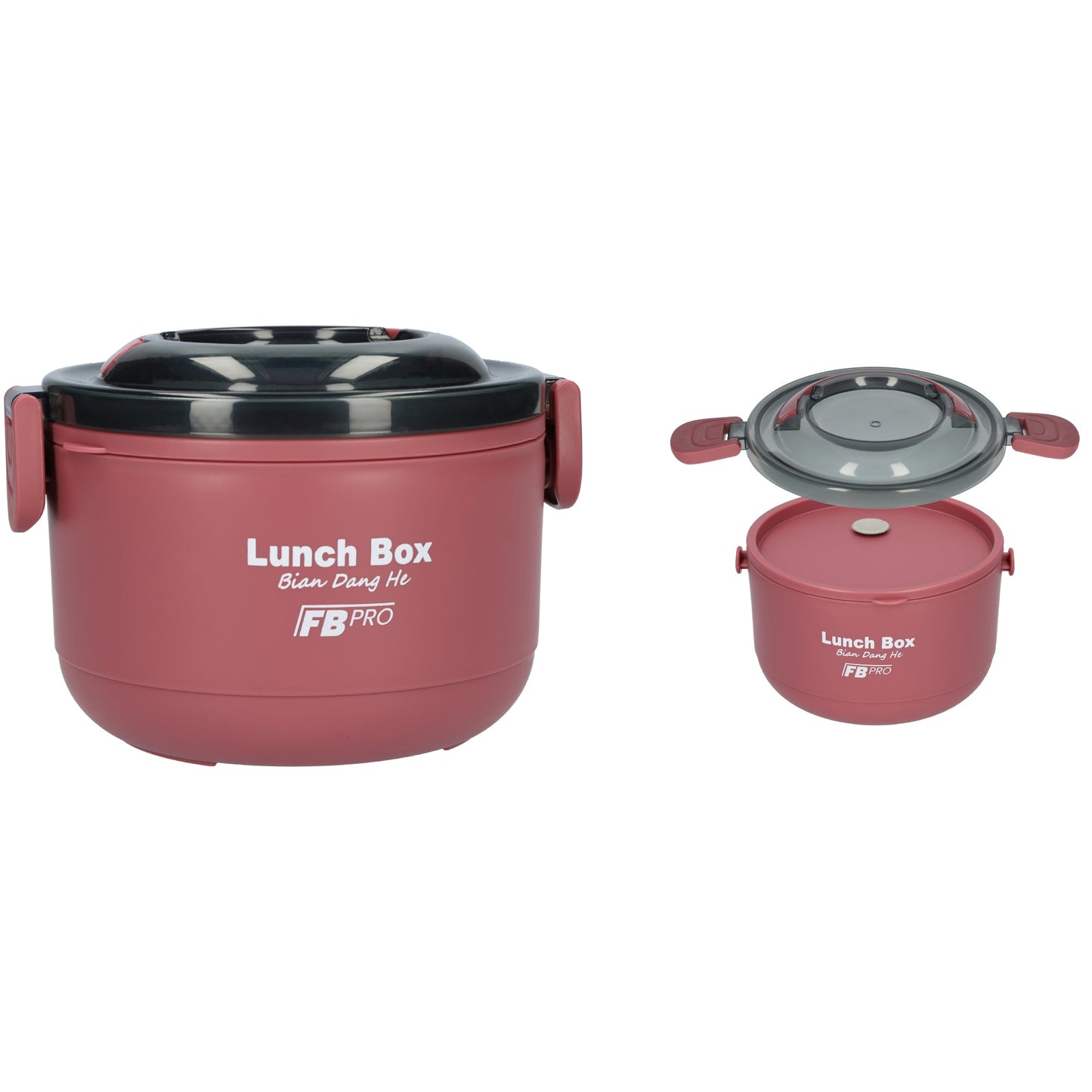 Lunchbox - RVS vershoudbakjes - Lucht- en waterdicht - Voor warm en koud eten - Inhoud van 1L - Groot formaat - Met deksels en lepel! - Rood