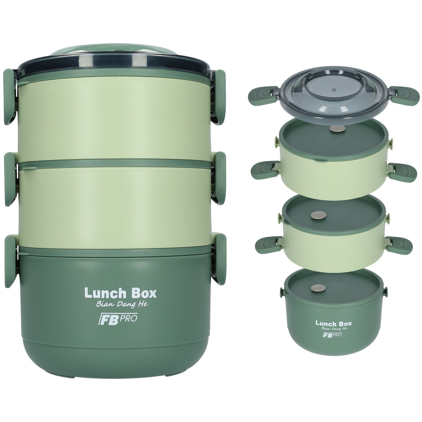 Lunchbox - 3-in-1 - Vershouddoos - RVS vershoudbakjes - Groen