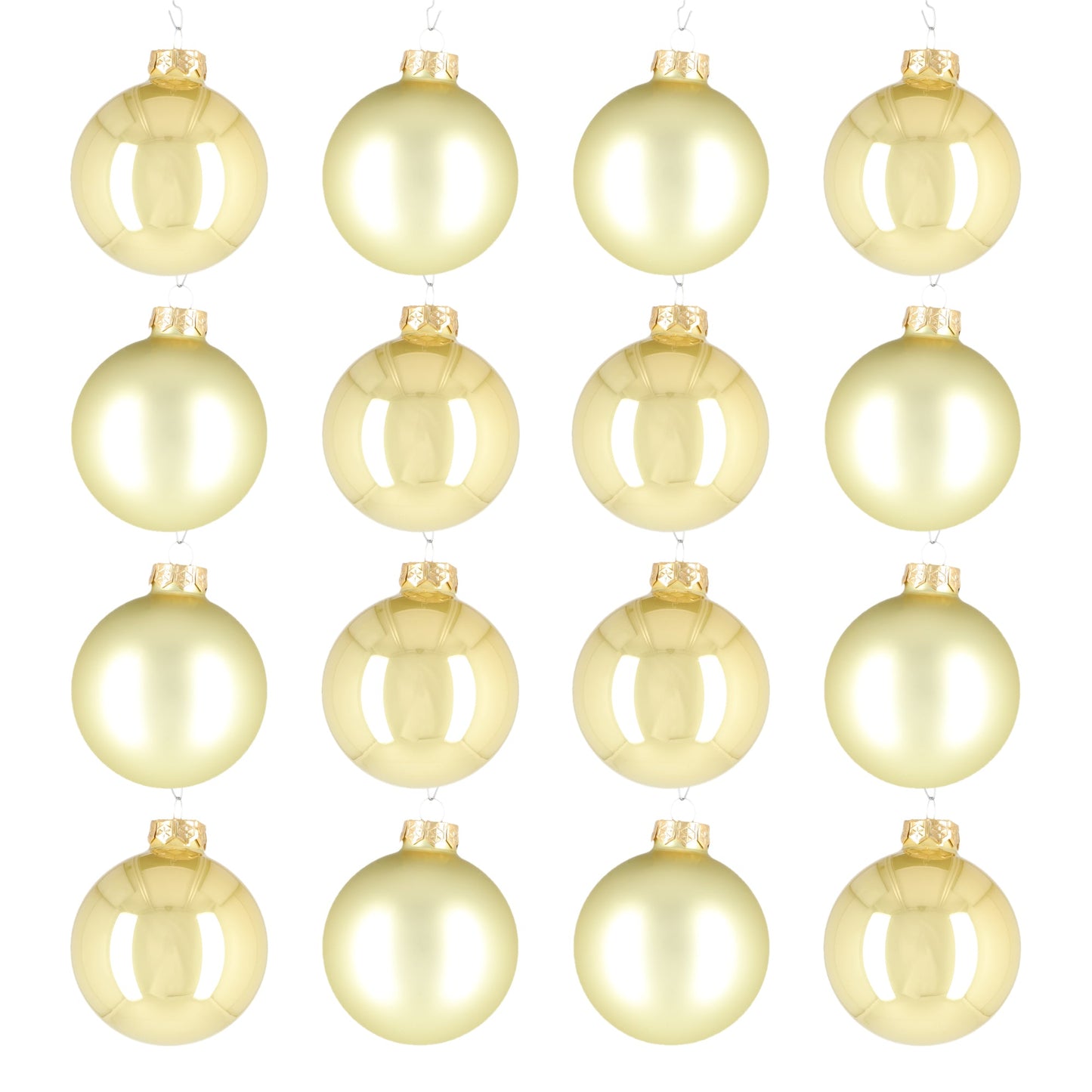 Glazen kerstballen - Set van 16 stuks/80mm - Glas - Mustard Gold - Goud/Bruin