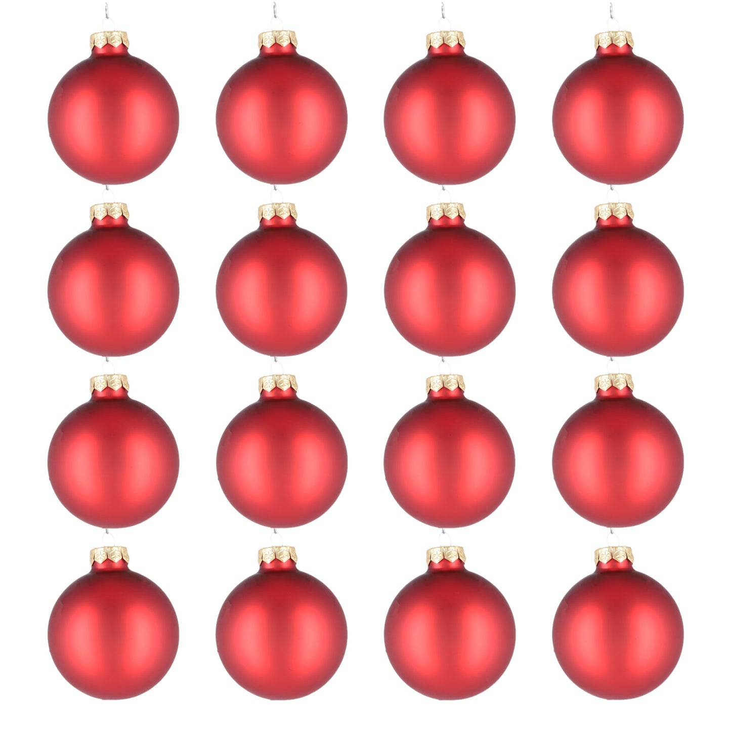 Glazen kerstballen - Set van 16 stuks/80mm - Glas - Rood Mat - Rood