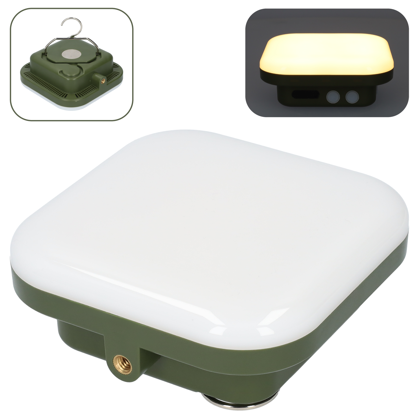 Hanglamp - Kampeerlamp - Tentlamp - Nachtlampje voor kamperen - USB-C oplaadbaar - Met powerbank functie - Legergroen