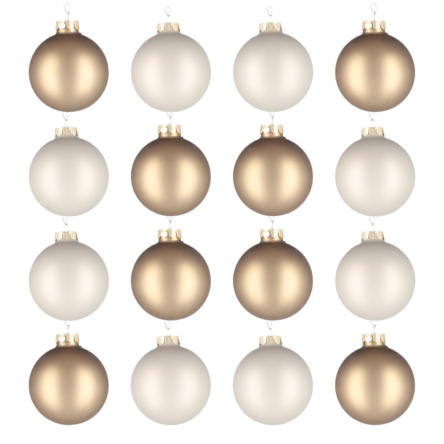 Glazen kerstballen - Set van 16 stuks/80mm - Luxe kerst decoratie - Sfeervolle kerstversiering voor in de kerstboom - Glas - Eucalyptus - Mat Grijs/Bruin