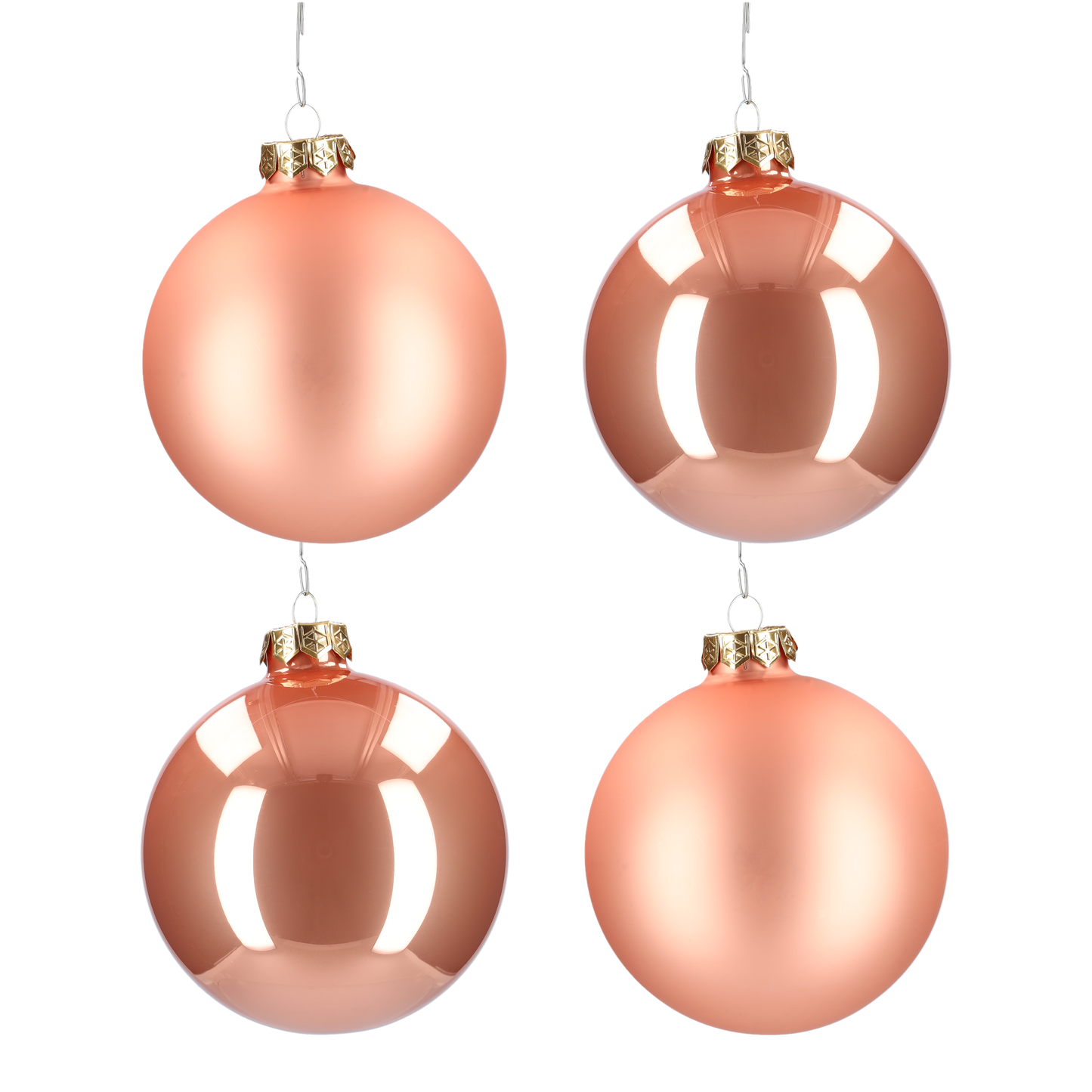 Glazen kerstballen - Set van 4 stuks/100mm - Glas - Terra Sand - Rozekleurig
