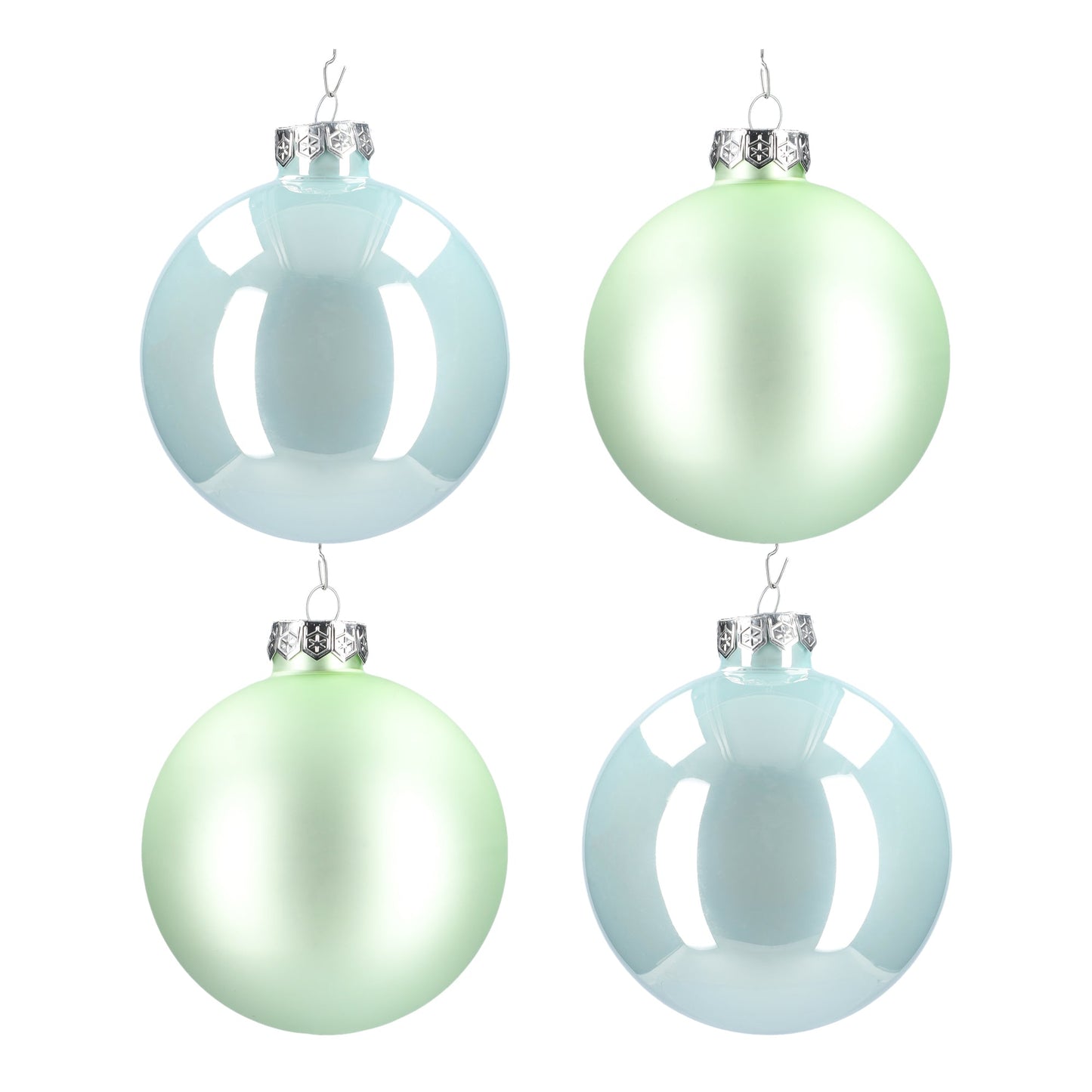 Glazen kerstballen - Set van 4 stuks/100mm - Glas - Oyster Grey - Lichtgrijs