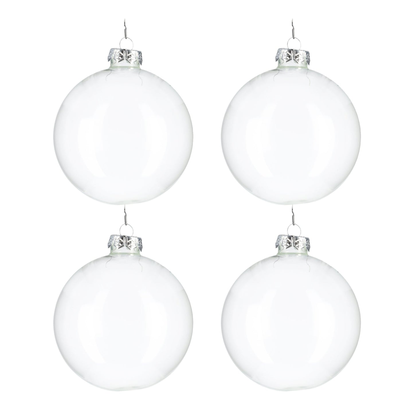 Glazen kerstballen - Set van 4 stuks/100mm - Glas - Doorzichtig