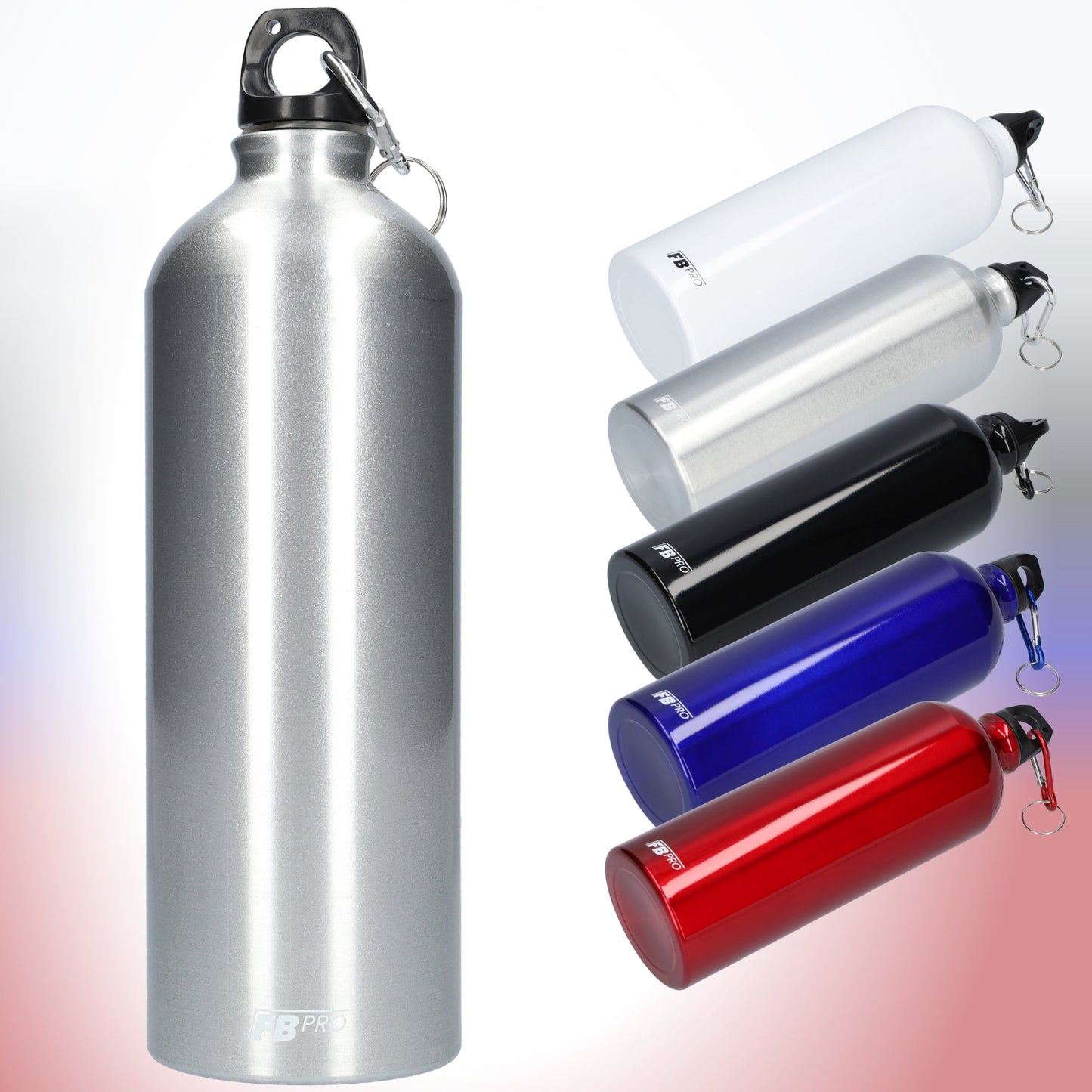 Aluminium drinkfles met o-dop - Waterfles - 1L - Modern design - Zilver