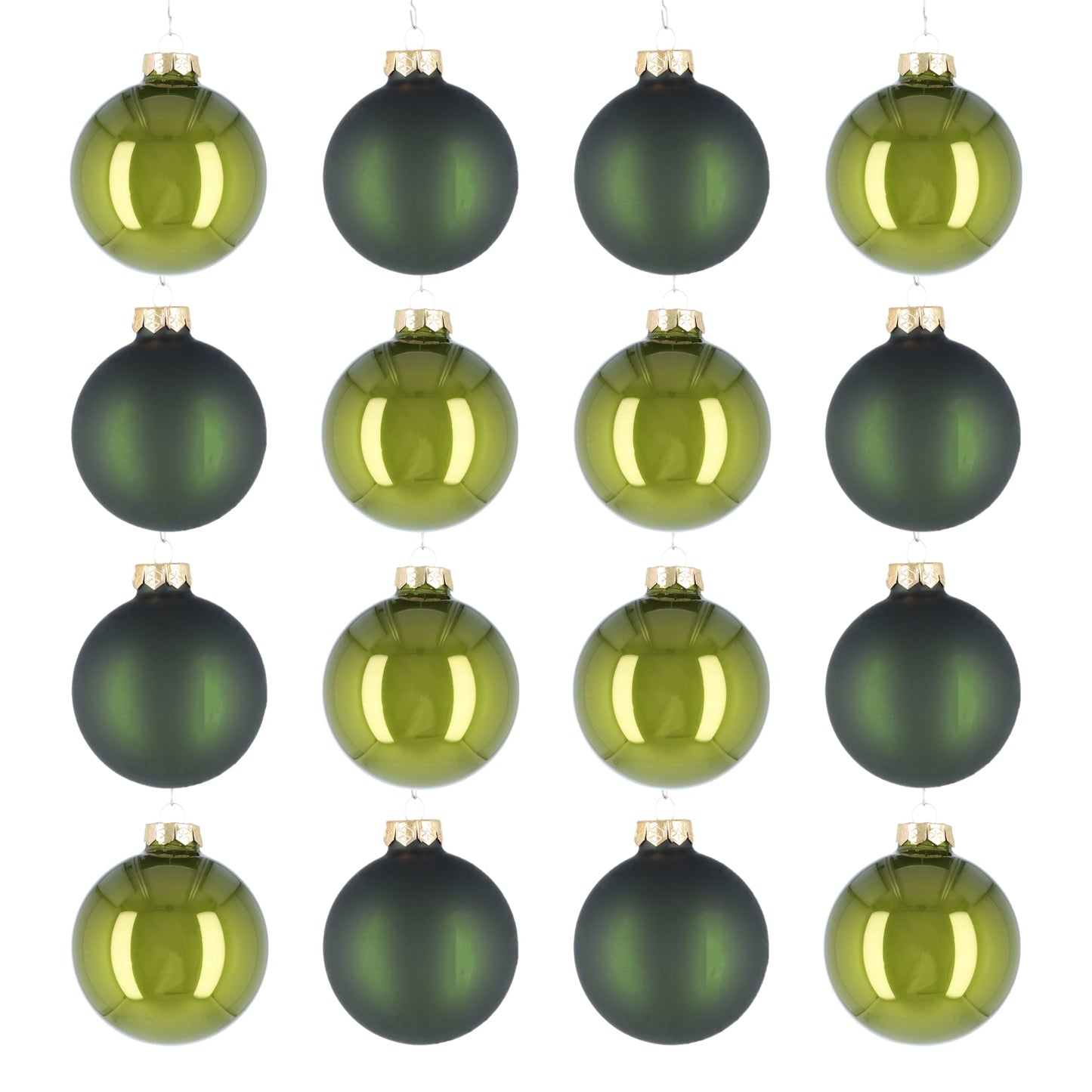 Glazen kerstballen - Set van 16 stuks/80mm - Glas - Pine Green - Groen