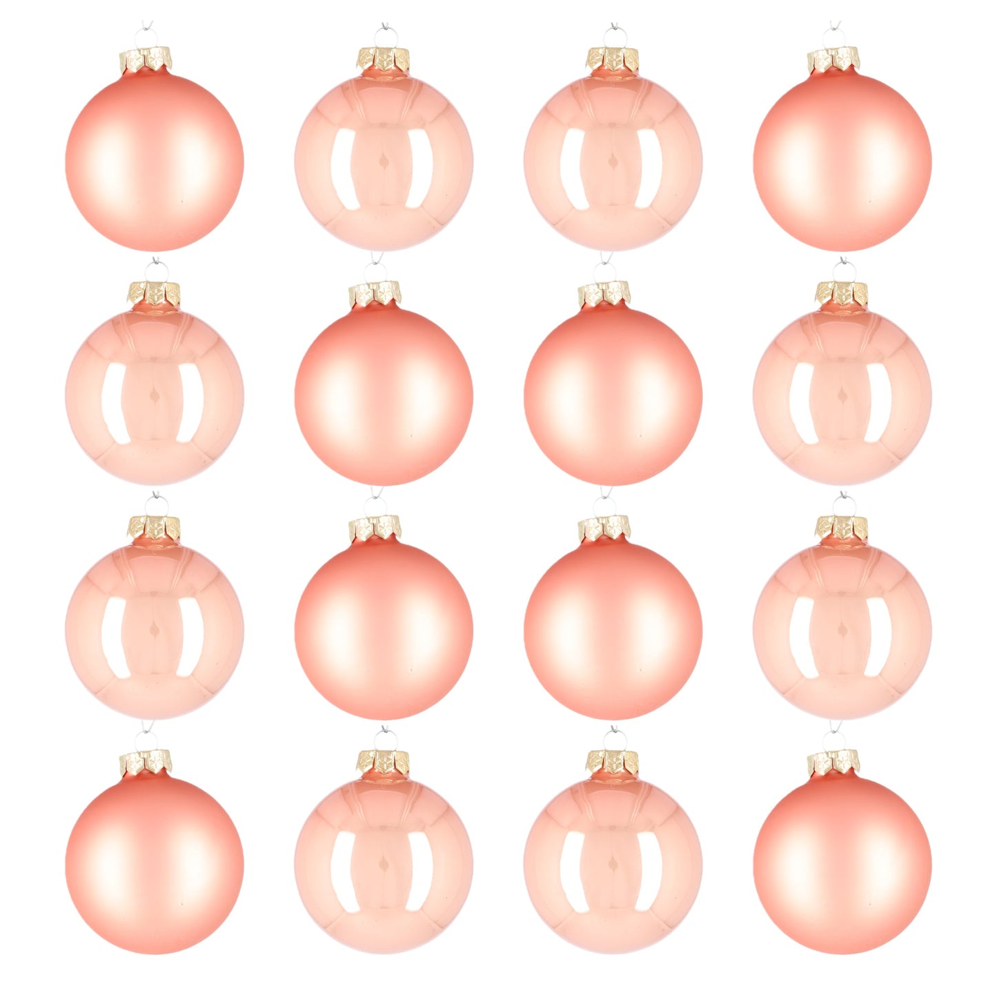 Glazen kerstballen - Set van 16 stuks/80mm - Luxe kerst decoratie - Sfeervolle kerstversiering voor in de kerstboom - Glas - Coral - Brons/Bronskleurig