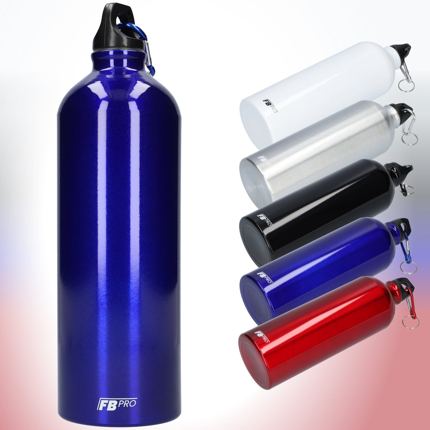 Aluminium drinkfles met o-dop - Waterfles - 1L - Modern design - Blauw
