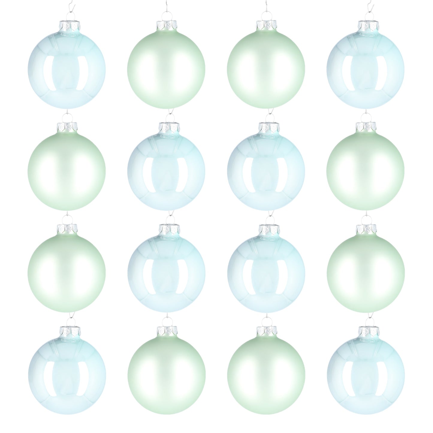 Glazen kerstballen - Set van 16 stuks/80mm - Glas - Oyster Grey - Lichtgrijs