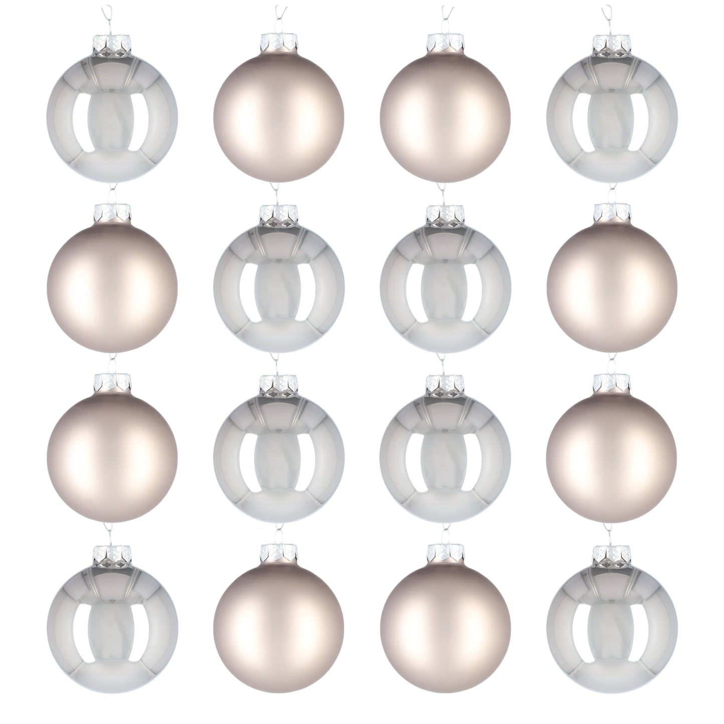 Glazen kerstballen - Set van 16 stuks/80mm - Glas - Titan Grey - Grijs