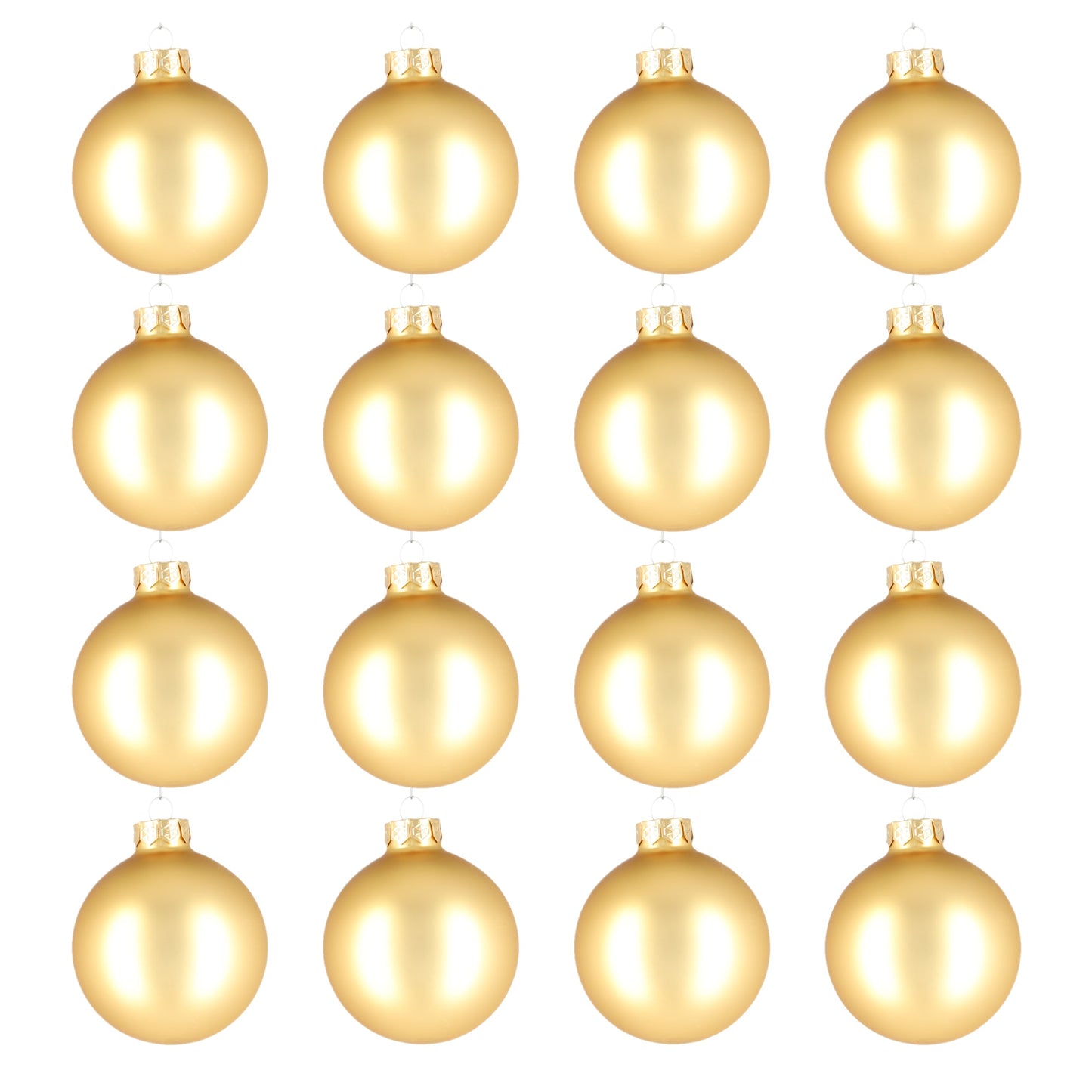 Glazen kerstballen - Set van 16 stuks/80mm - Luxe kerst decoratie - Sfeervolle kerstversiering voor in de kerstboom - Glas - Bright Gold Mat - Goud