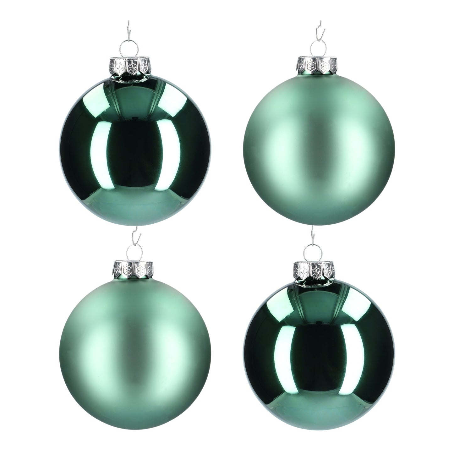 Glazen kerstballen - Set van 4 stuks/100mm - Glas - Greenlake - Donkergroen