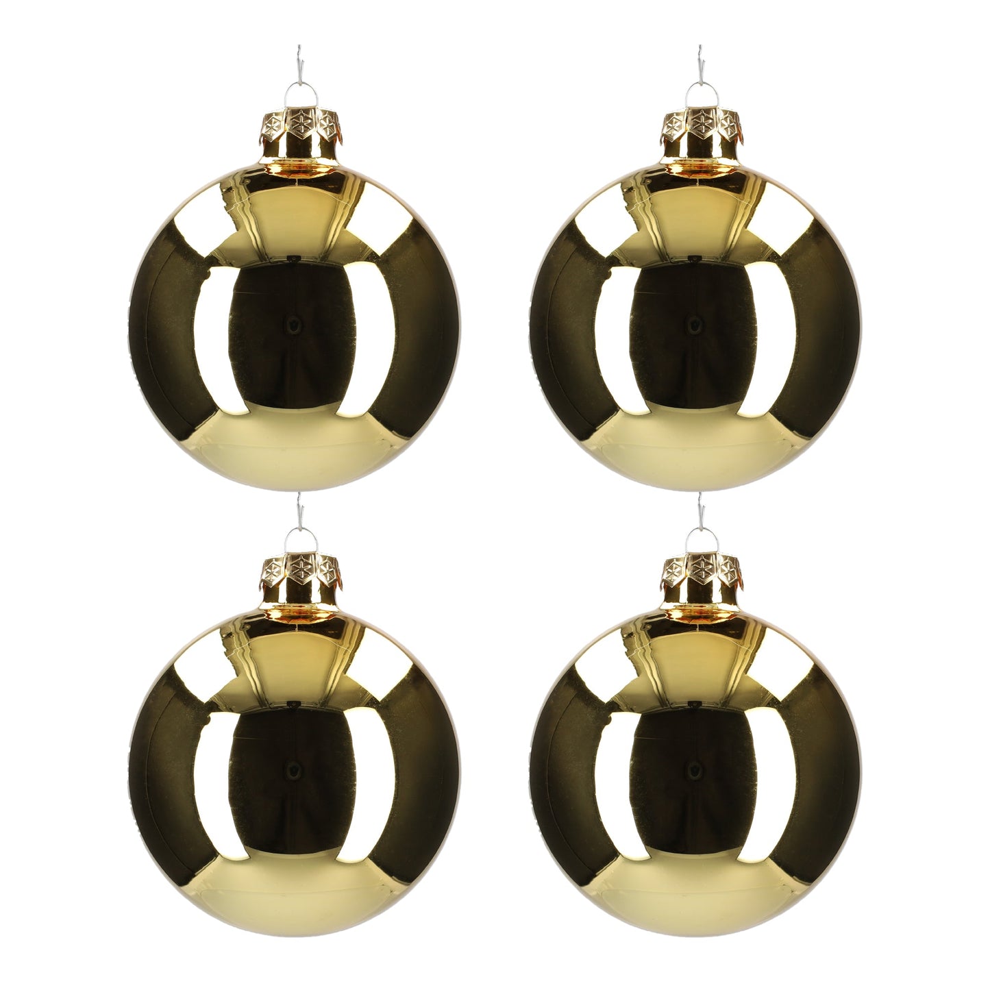 Glazen kerstballen - Set van 4 stuks/100mm - Glas - Bright Gold Glans - Goud