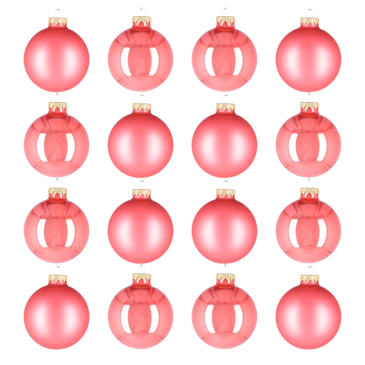 Glazen kerstballen - Set van 16 stuks/80mm - Luxe kerst decoratie - Sfeervolle kerstversiering voor in de kerstboom - Glas - Camelia - Roze