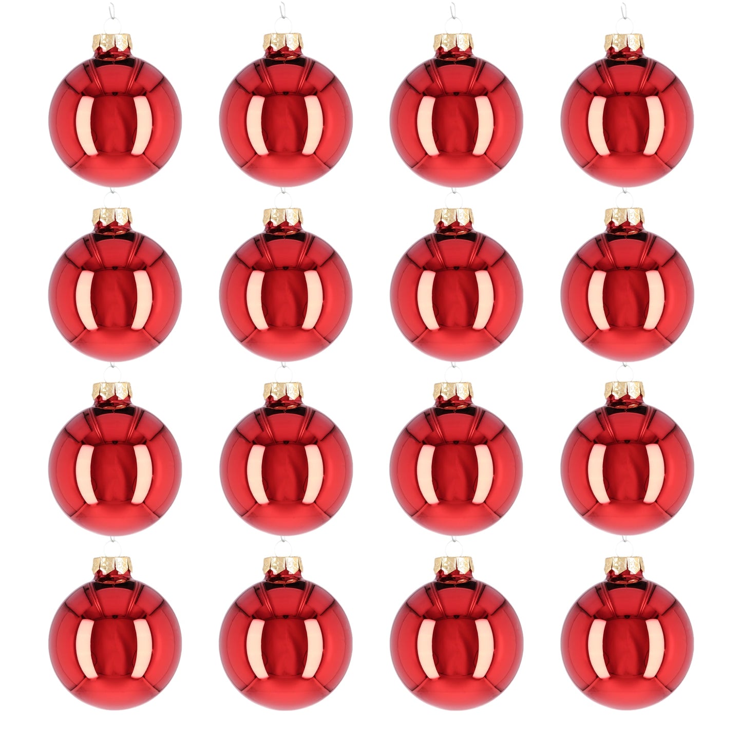 Glazen kerstballen - Set van 16 stuks/80mm - Luxe kerst decoratie - Sfeervolle kerstversiering voor in de kerstboom - Glas - Rood Glans