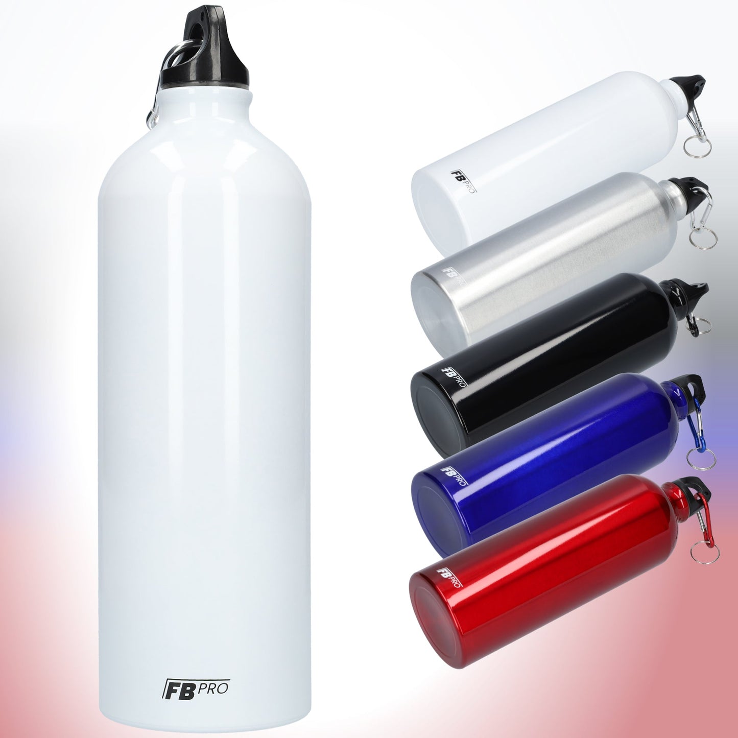 Aluminium drinkfles met o-dop - Waterfles - 1L - Met handige karabijnhaak - Modern design - W
