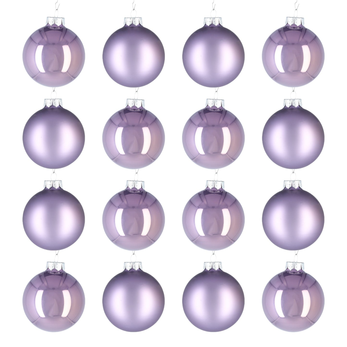 Glazen kerstballen - Set van 16 stuks/80mm - Luxe kerst decoratie - Sfeervolle kerstversiering voor in de kerstboom - Glas - Frosted Lilac - Donkerpaars