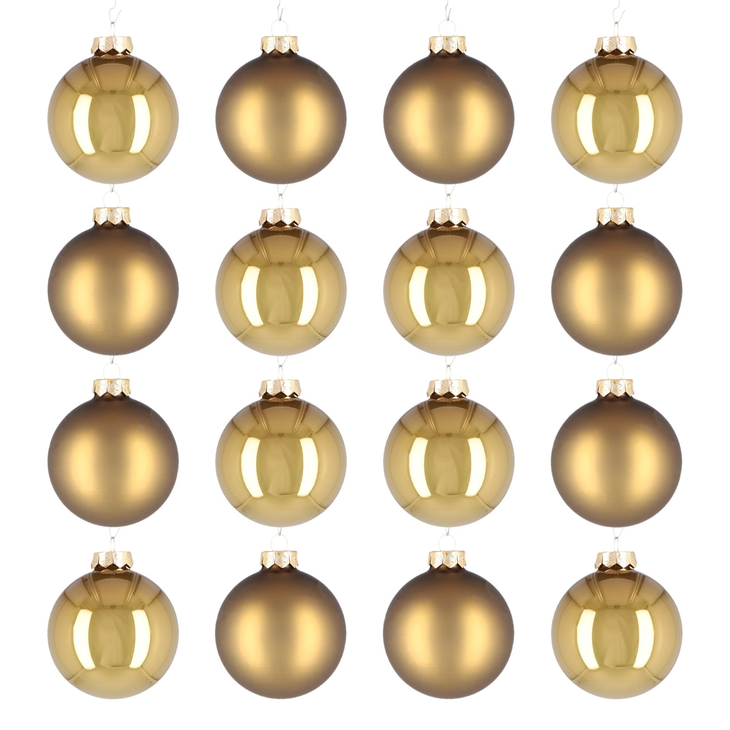 Glazen kerstballen - Set van 16 stuks/80mm - Luxe kerst decoratie - Sfeervolle kerstversiering voor in de kerstboom - Glas - Dusky Lime - Olijf Goud