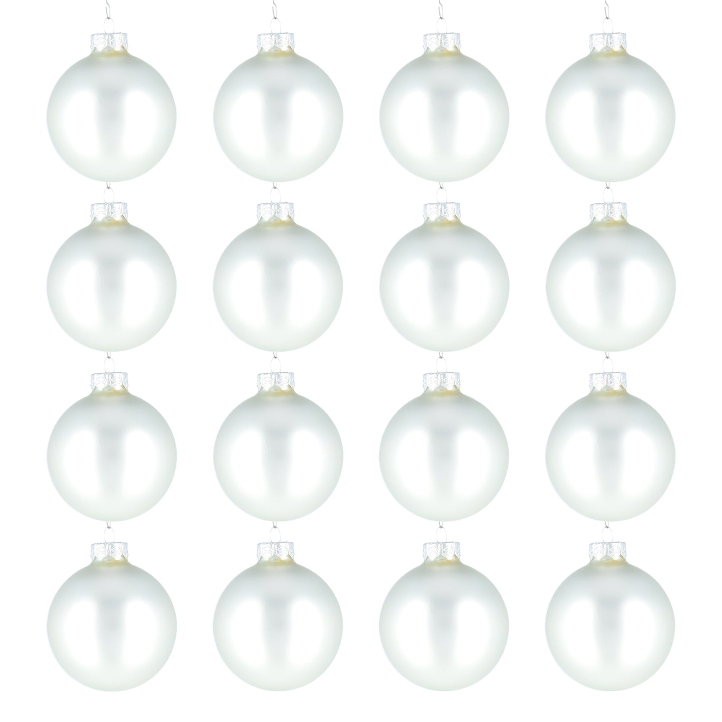 Glazen kerstballen - Set van 16 stuks/80mm - Glas - Matte Silver - Mat Zilver