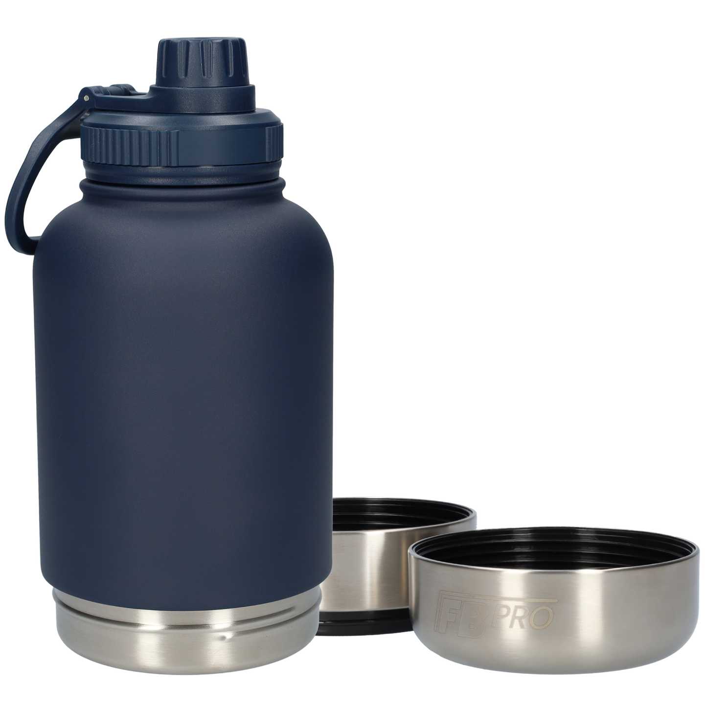 Honden drinkfles met voerbakken - RVS Fles - BPA vrij - 1 Liter - Donker Blauw
