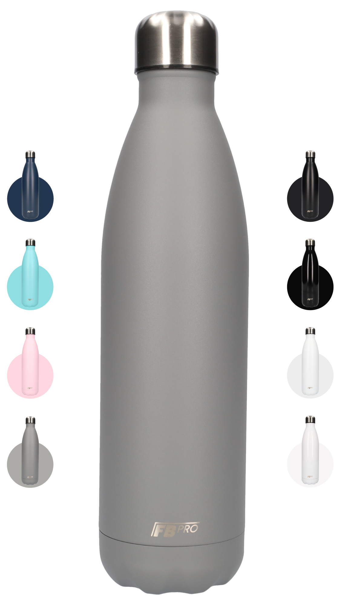 FBFS160 Thermosfles, Drinkfles, Waterfles - 750 ml - Dubbelwandig - Mat Grijs - Matte Grey