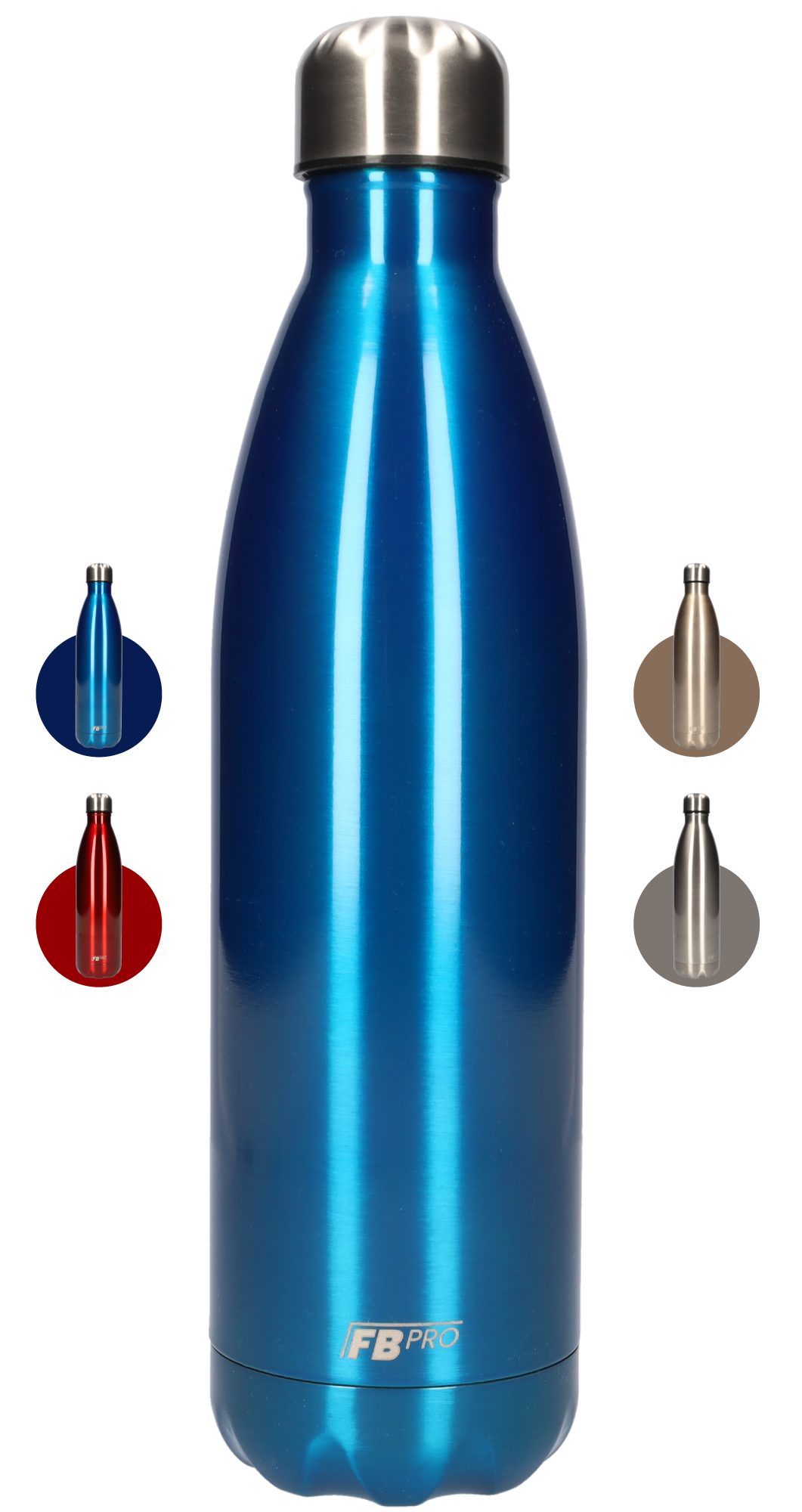 FBFS69 Thermosfles, Drinkfles, Waterfles - 750 ml - Blauw Metaal - Blue Metal
