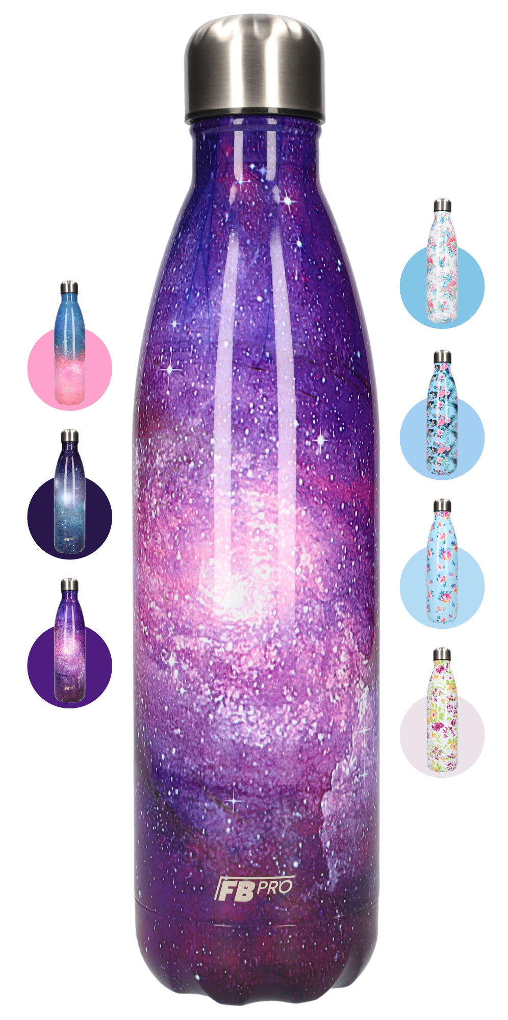FBFS163 Thermosfles, Drinkfles, Waterfles - 750 ml - Paars Galaxy - Galaxy Purple