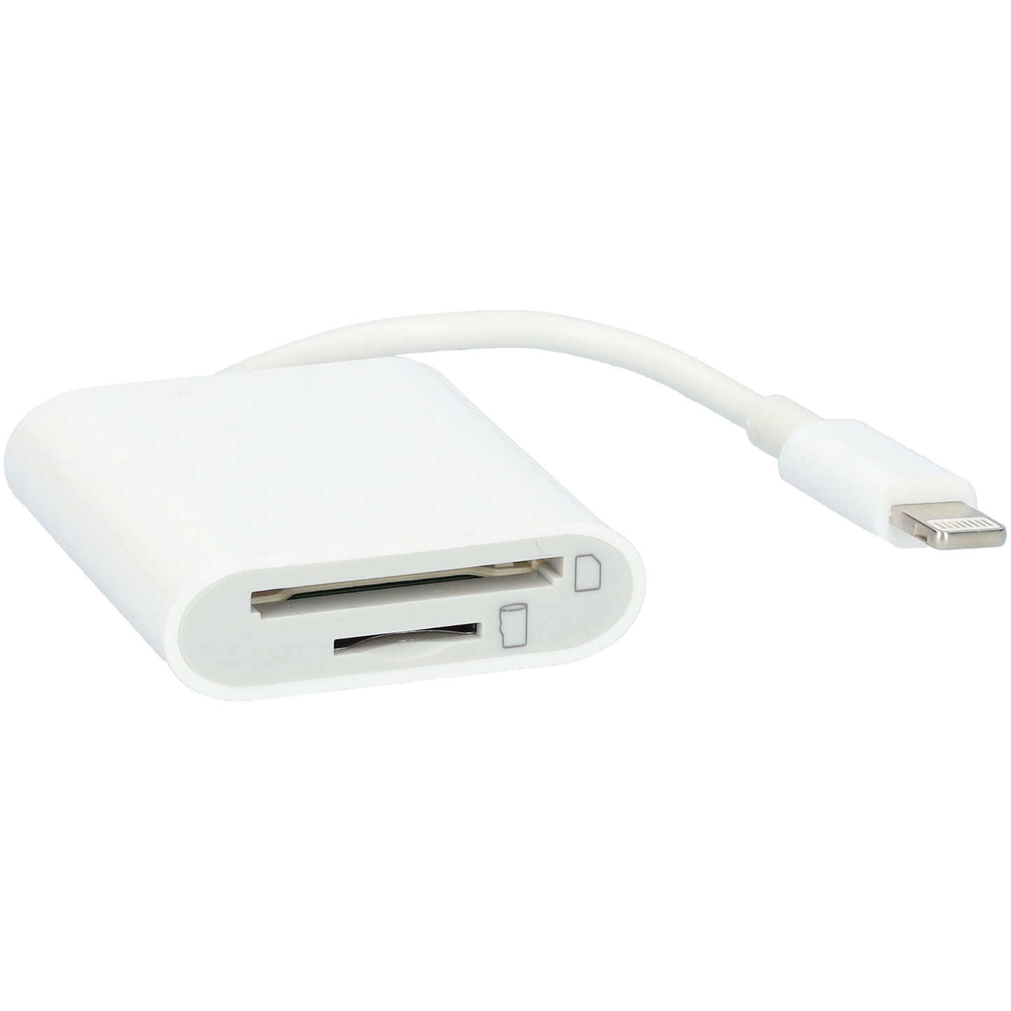 SD kaart lezer - SD card reader - Lightning cable - Compact formaat - Ook voor Micro SD - Wit