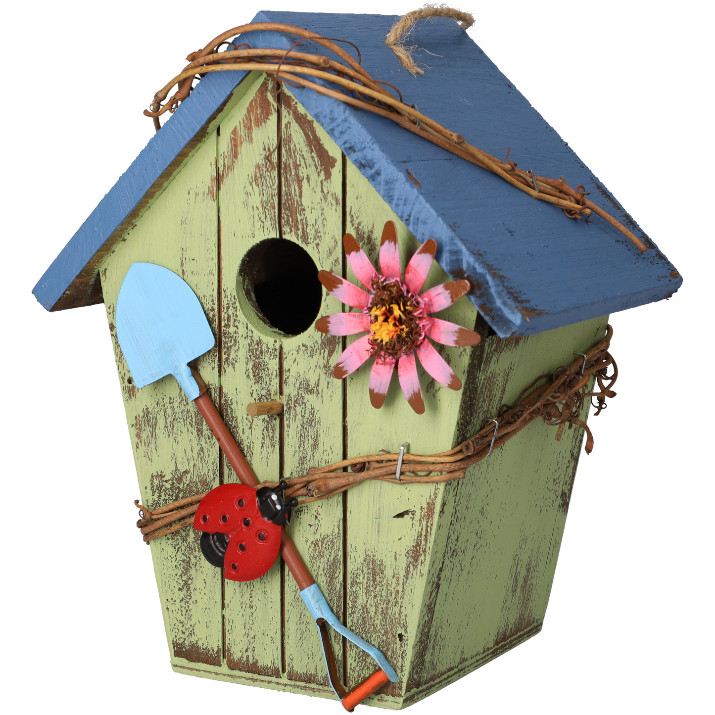 Vogelhuisje - Vogelhuis - Schattig vogelhuis voor vogels - Nestkastje - Vogelnest gemaakt van hout - Groen & Blauw