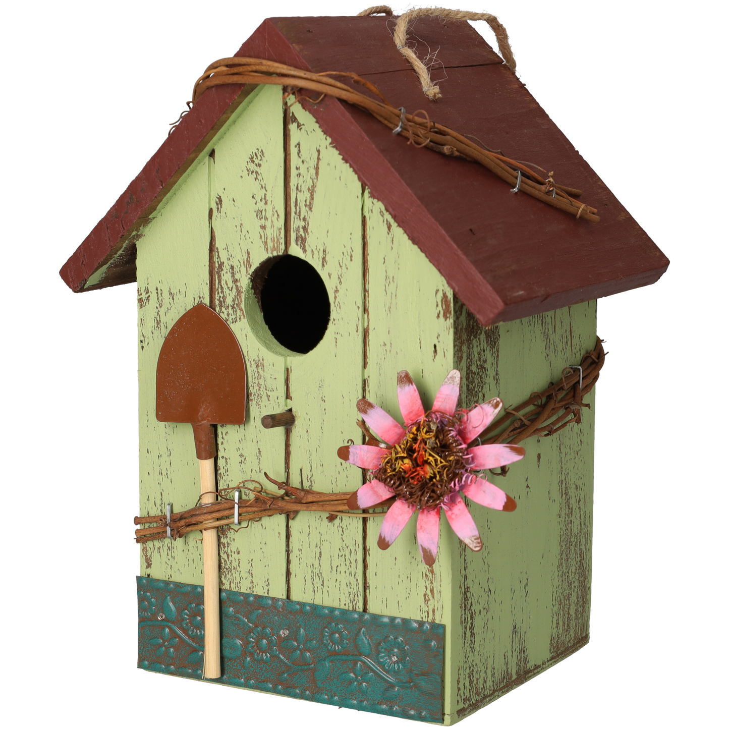 Vogelhuisje - Schattig vogelhuis voor vogels - Nestkastje - Vogelnest gemaakt van hout - Groen & Rood