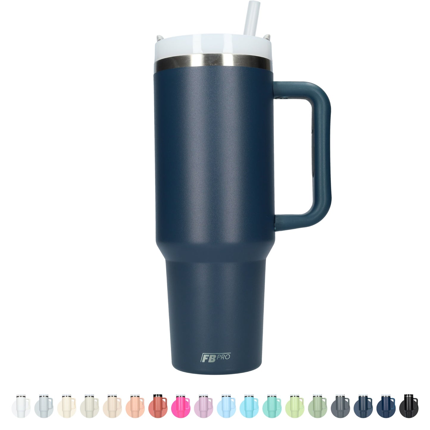 Thermos drinkbeker tumbler 1.2L met handvat en rietje - Thermosbeker - 1200 ML - Donker Blauw