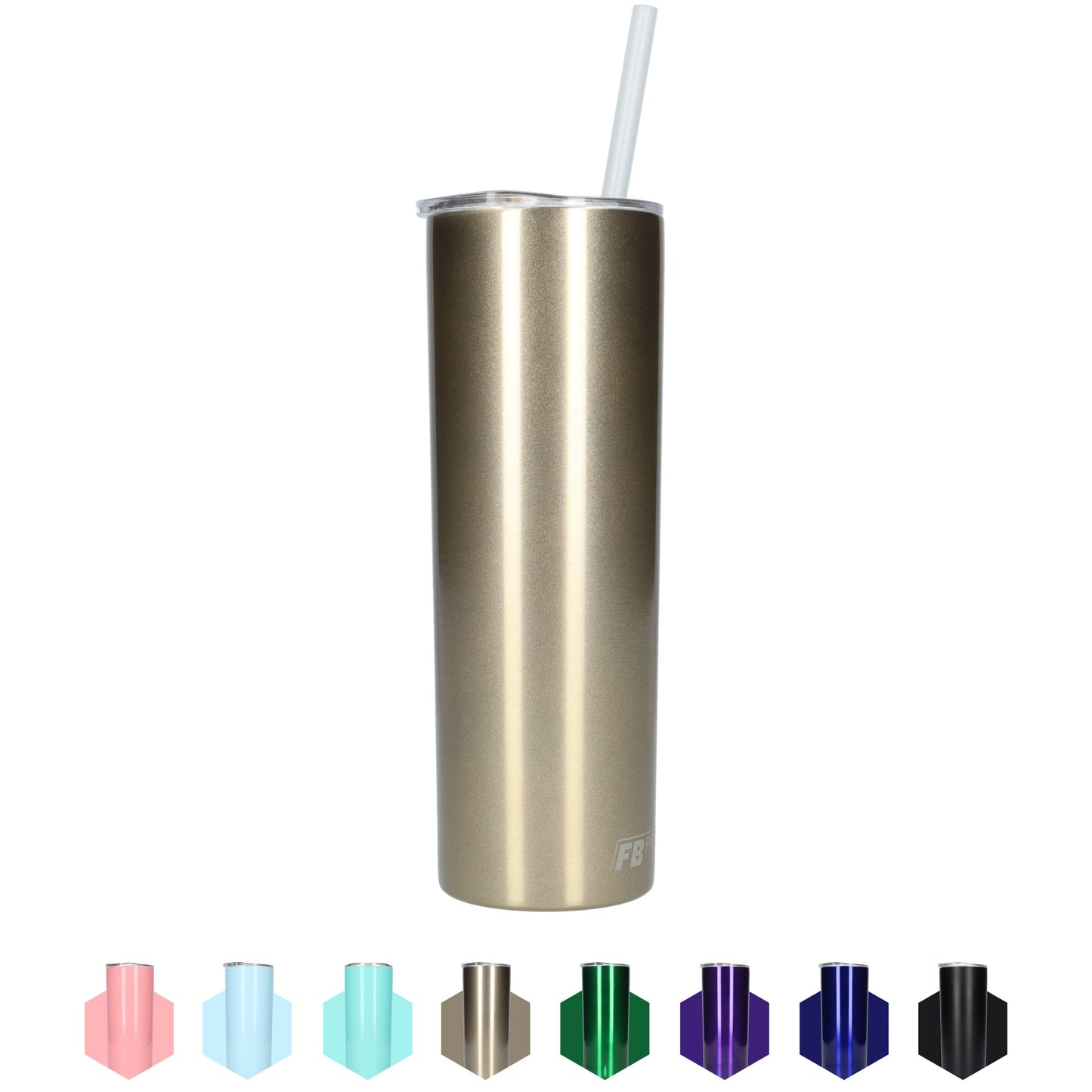 Slanke drinkbeker met rietje - 550 ML - RVS - Grijs