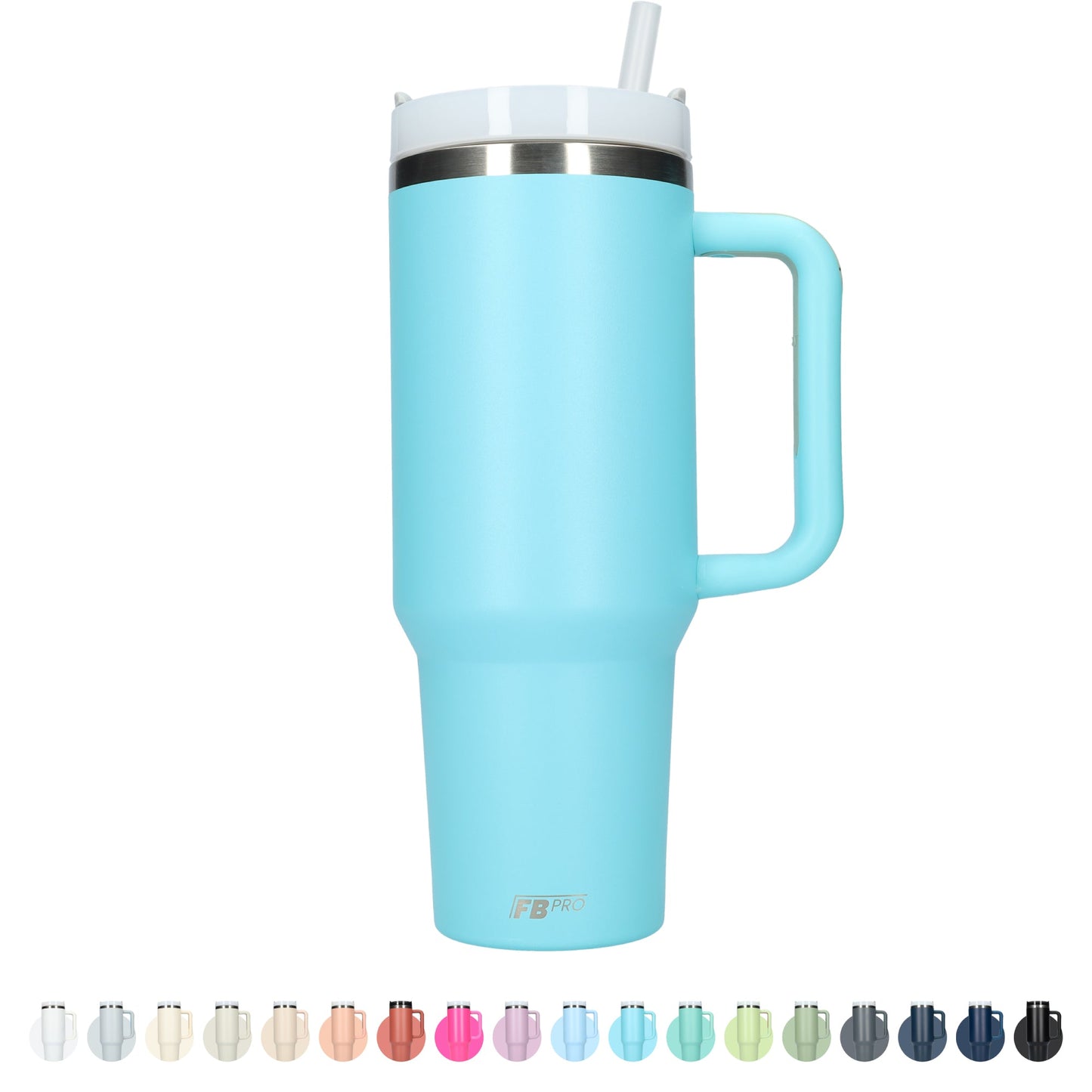Thermos drinkbeker tumbler 1.2L met handvat en rietje - Thermosbeker - 1200 ML - Licht Blauw
